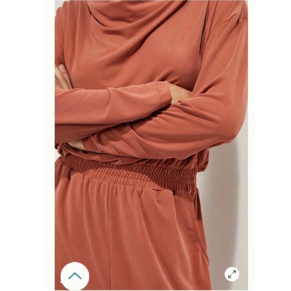 Anthro Saturday Sunday Dylan Jumpsuit Cowlneck Terracotta Rust Orange Medium - Picture 4 of 12